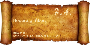 Hodossy Ákos névjegykártya